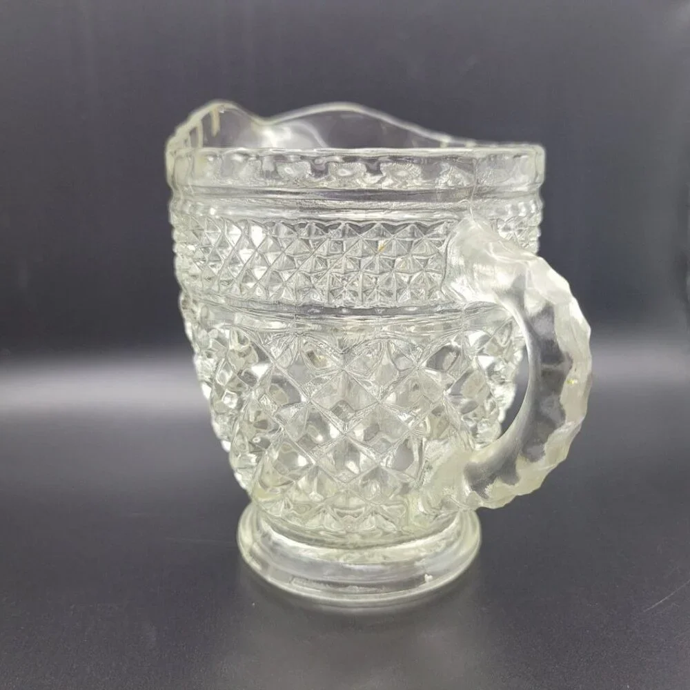 Wexford Glass Creamer‎ Pitcher 4 Inch Tall Textured Handle Vintage Replacement